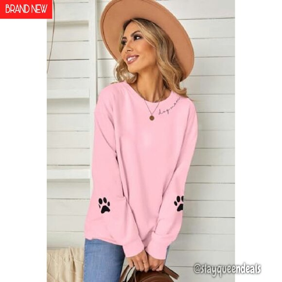 Women's Dog Mom Graphic Sweatshirt Loose Fit Crewneck Pullover - Picture 4 of 8